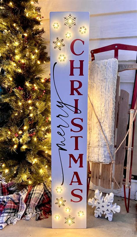 LED Lighted Merry Christmas Sign For Front Porch Merry Etsy