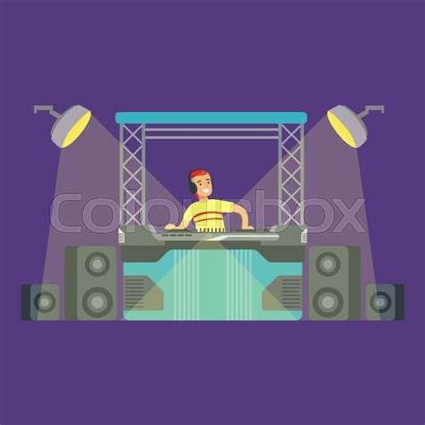 Dj And His Mixer Equipment And Light Stock Vector Colourbox