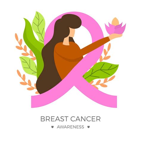 Flat Breast Cancer Awareness Ribbon With Background Vector Illustration 231018 Vector Art At