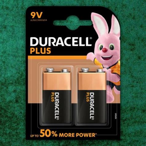 2 Pack Duracell PLUS POWER 9V 6LR61 LR22 MN1604 PP3 Batteries Block