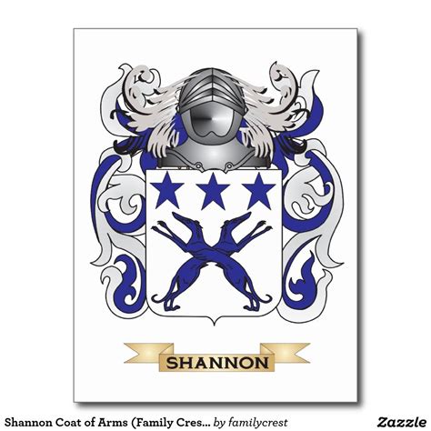 Shannon Coat of Arms (Family Crest) Postcard | Zazzle | Coat of arms ...