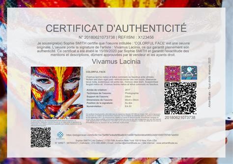 Certificats D Authenticit Coa Pour Les Artistes Les Galeristes Et Les