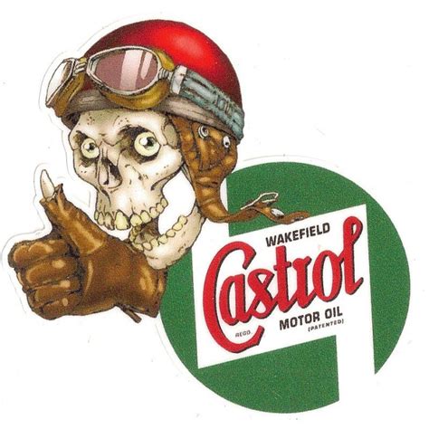 CASTROL Left Skull Laminated Vinyl Decal Cafe Racer Bretagne