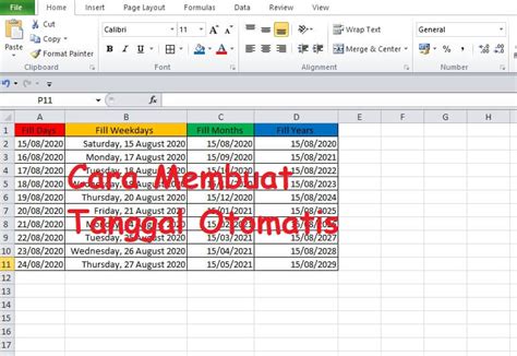 Cara Membuat Hari Dan Tanggal Otomatis Di Excel