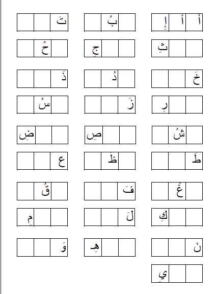 ورقة عمل تعلم حروف الهجاء بالحركات الثلاث بصيغة Pdf قابلة للطباعة