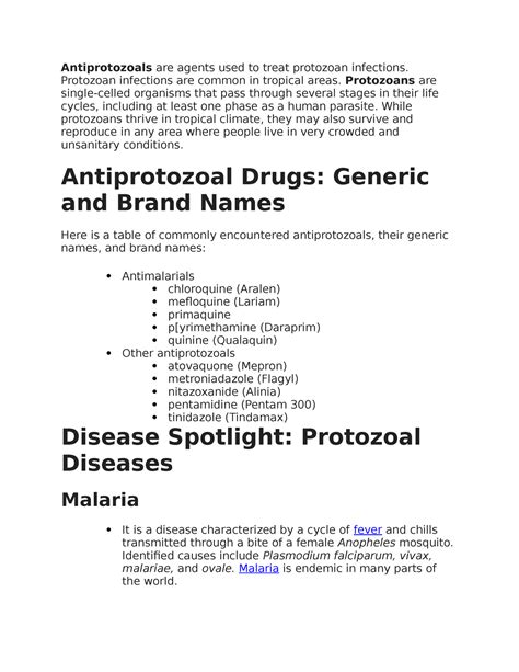 Antiprotozoals Lam Antiprotozoals Are Agents Used To Treat Protozoan Infections Protozoan