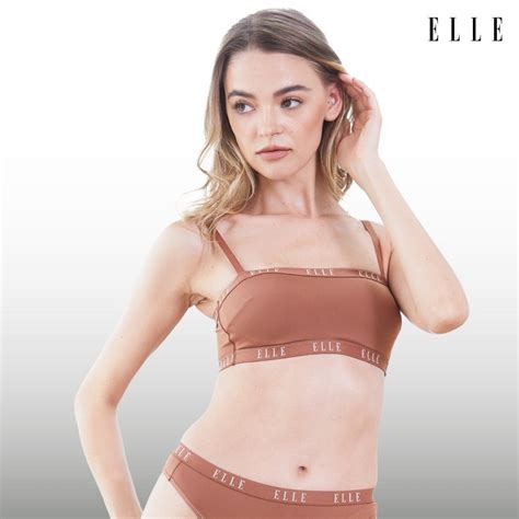 ELLE Lingerie ชดชนใน Bralette Bra รปแบบเกาะอกสายเดยว มฟองนำในตว ELLE สไตล Sporty