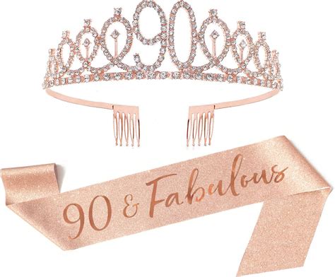 Amazon Th Birthday Sash And Tiara For Women Rose Gold Birthday