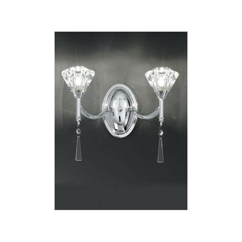 2 Light Wall Fitting In Polished Chrome Finish With Crystal Shades N18773 Indoor Lighting From