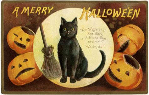 Cute Vintage Halloween Cat Image - The Graphics Fairy