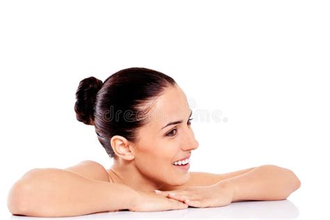 Portrait Of Smiling Nude Woman Isolated On White Background Stock Image Image Of Body Figure