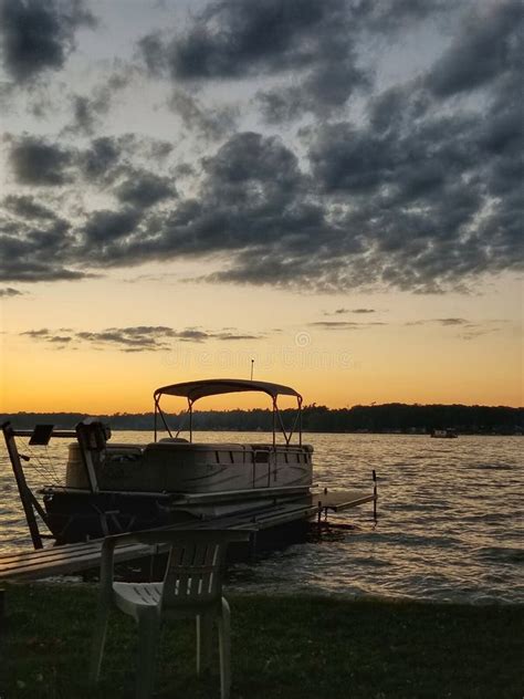 Summer Sunset Pontoon Rides Stock Photo - Image of docked, waiting: 97765532