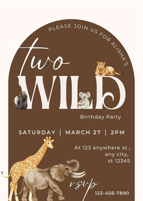 Two Wild Birthday Invitation Etsy