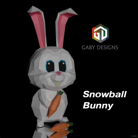 Animals - Low Poly Snowball Bunny | Paperzone VN