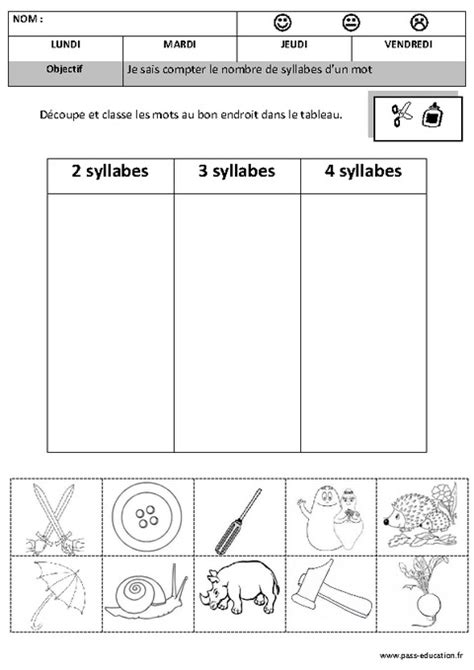 Syllabes Classer Compter Dessiner Phonologie