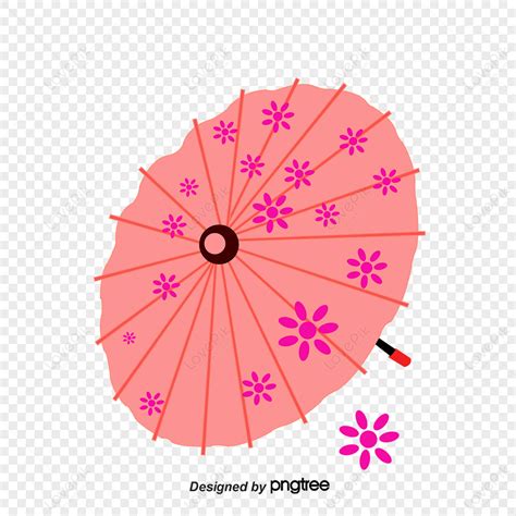 Planar Cherry Pattern And Umbrella Element Vector Umbrellas Oil Paper