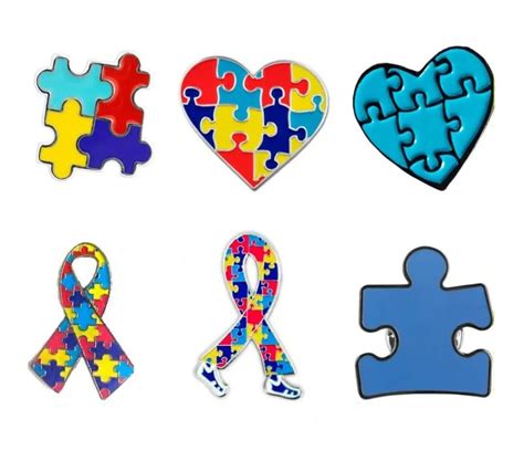 Autism Awareness Autistic Puzzle Ribbon Metal Enamel Lapel Pin Badge