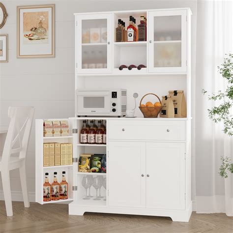 Living Skog 73 In Pantry Kitchen Storage Cabinet Wine Buffet Mdf White