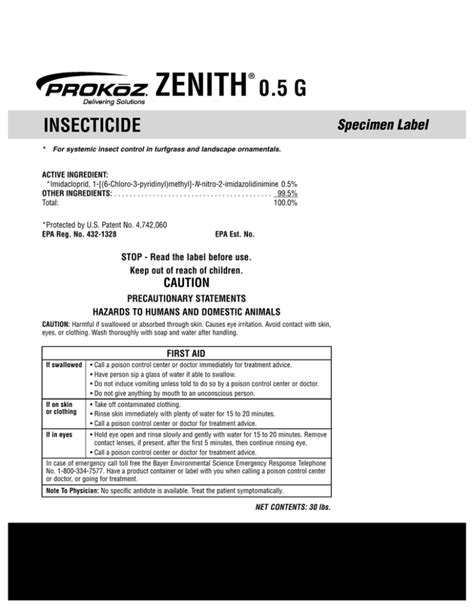 Cross Check Insecticide Specimen Label