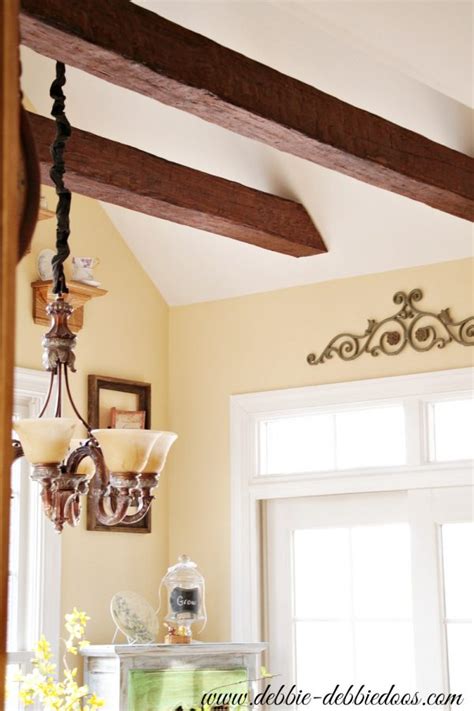 Faux Wood Beams In The Kitchen Debbiedoos