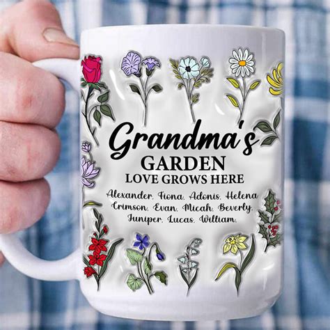 Personalized Grandmas Garden Love Grows Here Flowers In Garden 3d