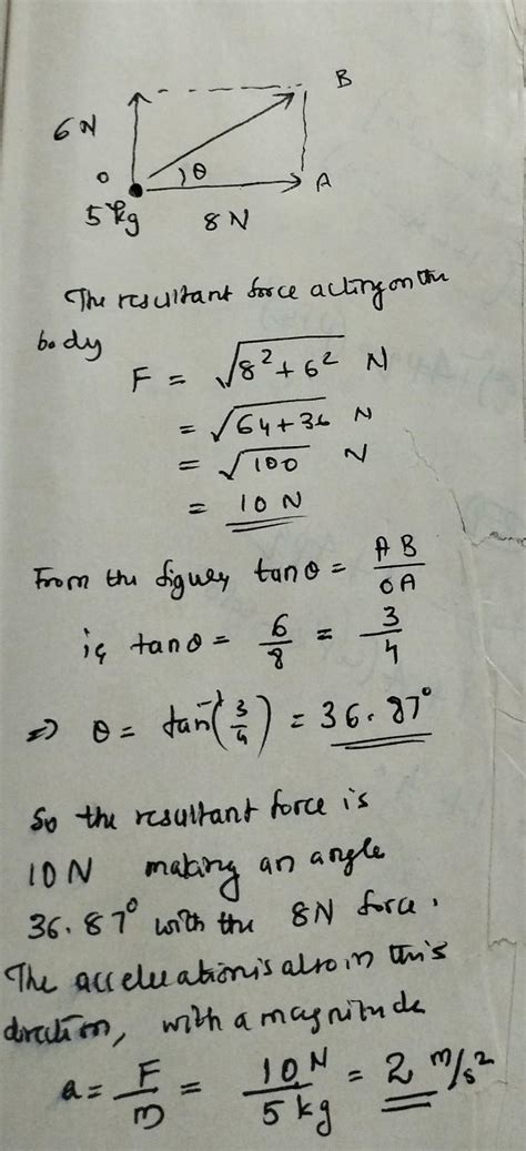 A Body Of Mass Kg Is Acted Upon By Two Perpendicular Forces Of N And