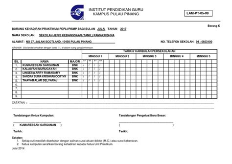 47 Lam Pt 05 09 Borang Kehadiran Pdf