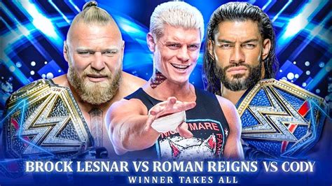 Brock Lesnar Vs Roman Reigns Vs Cody Rhodes Wwe2k23 Youtube