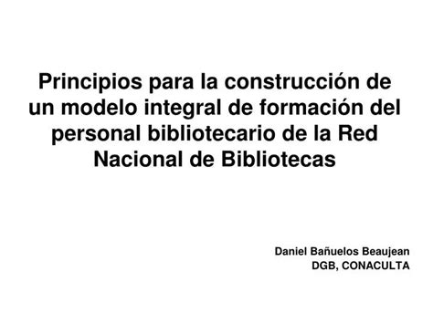 PPT Principios Para La Construcci N De Un Modelo Integral De For