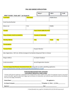 Fillable Online Fnl Aoa Badge Application Northern Colorado Regional