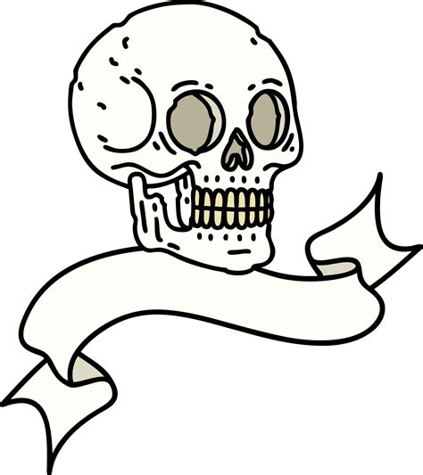 tattoo with banner of a skull 12119967 Vector Art at Vecteezy