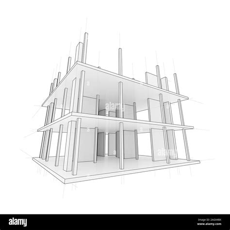 Drawing Or Sketch Of A House Under Construction Construction Site