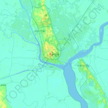 Yangon Topographic Map Elevation Terrain