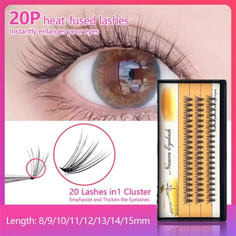 p False Eyelashes สไตลวงหญง เปนพวง สไตลยาว การตอขนตา ขนตาชอสาเรจ hot melt root mm