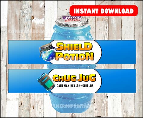 Fortnite Birthday Party Shield Potion And Chug Jug Printables Party