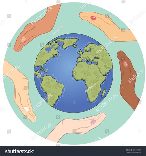 Conceptual Symbol Earth Globe Multiracial Human Stock Vector Royalty