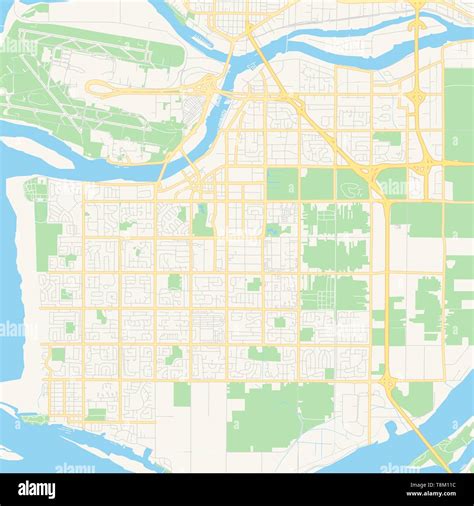 Empty vector map of Richmond, British Columbia, Canada, printable road ...