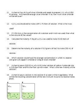 Molarity Practice By Schrim S Chem Tpt