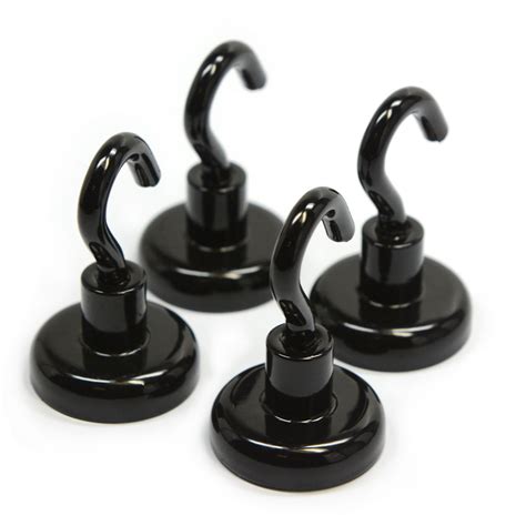 CMS Magnetics® 4 Pieces 40lbs 1" Black Neodymium Magnetic Hooks - Walmart.com