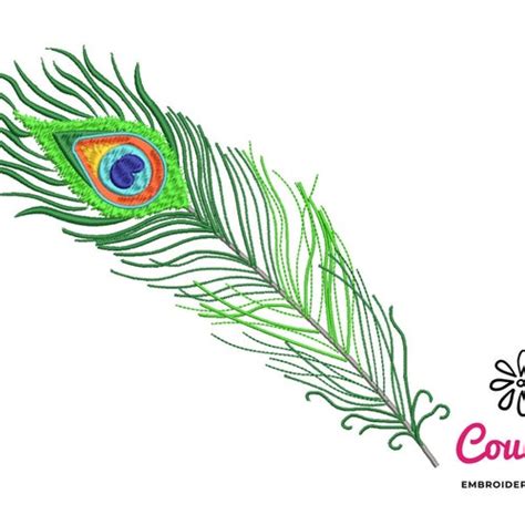 Peacock Feather Machine Embroidery Design Embroidery Etsy