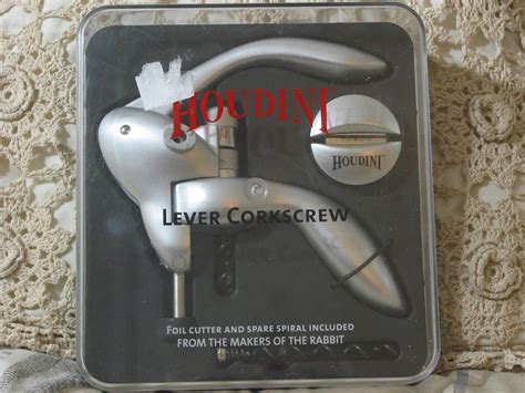 HOUDINI Silver Lever Corkscrew Foil Cutter Unused