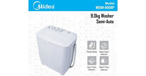 Midea MSW-9008P 9.0kg Semi Automatic Washing Machine | Berdaya