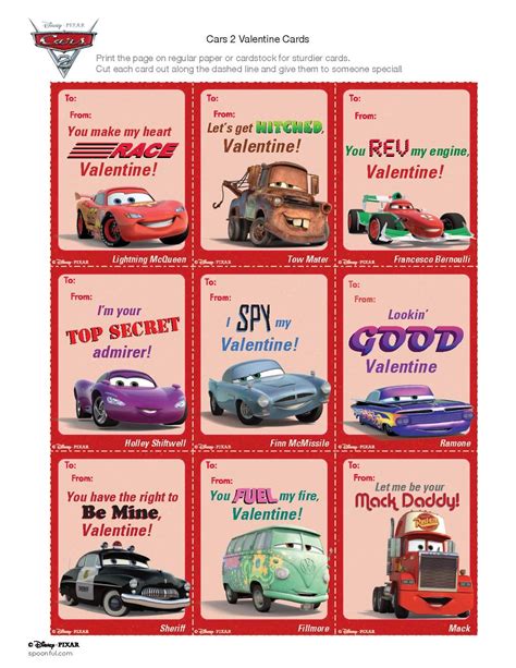 Disney Pixars Cars 2 Valentine Cards Diy Valentines Cards For