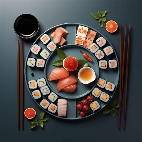 Premium Photo Photoshoot Of Sushi Restaurant Square With Circular