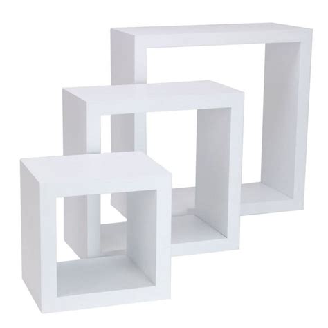 White Floating Wall Mounted Cube Box Shelves