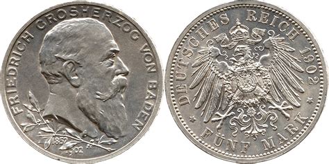 5 Mark 1902 Friedrich I Großherzog Baden 50 Jubiläum seiner