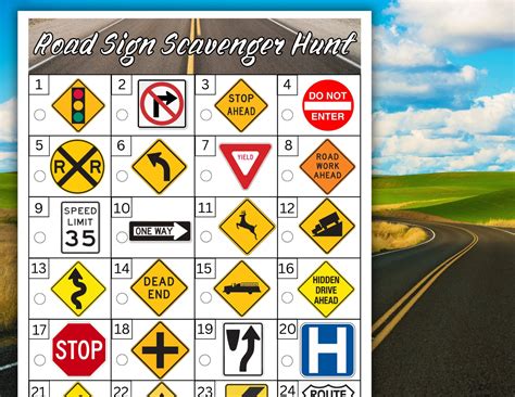 Road Sign Game Printable