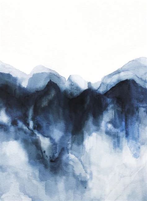 Abstract Indigo Mountains | abstract art, interior art, artwork, hand ...