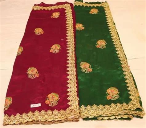 Party Wear Zari Work Vichitra Silk Saree M With Blouse Piece At Rs