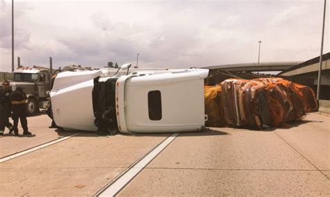 Semi Hauling Crushed Cars Overturns On Interstate Cbs Colorado